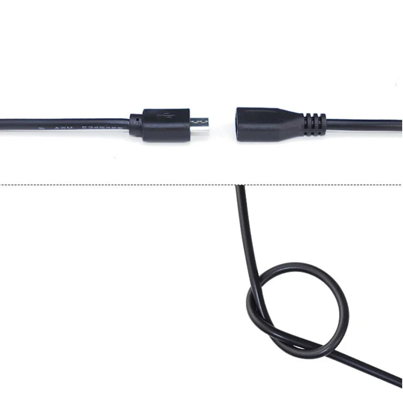 30CM 1pcs Micro USB 2.0 A Female Jack Android Interface 4 Pin 2 Pin Male Female Power Data Charge Cable Cord Connector C4