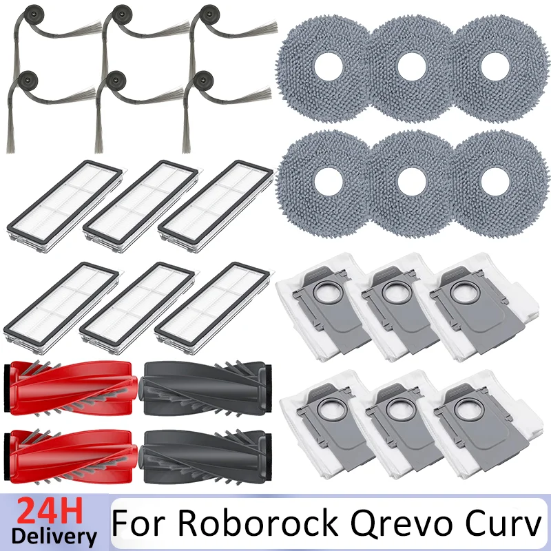 

Accessories For Roborock Qrevo Curv P20 Pro Vacuum Cleaner Part Main Side Brush Filter Mop Cloth Dust Bag ReplacementAccessory