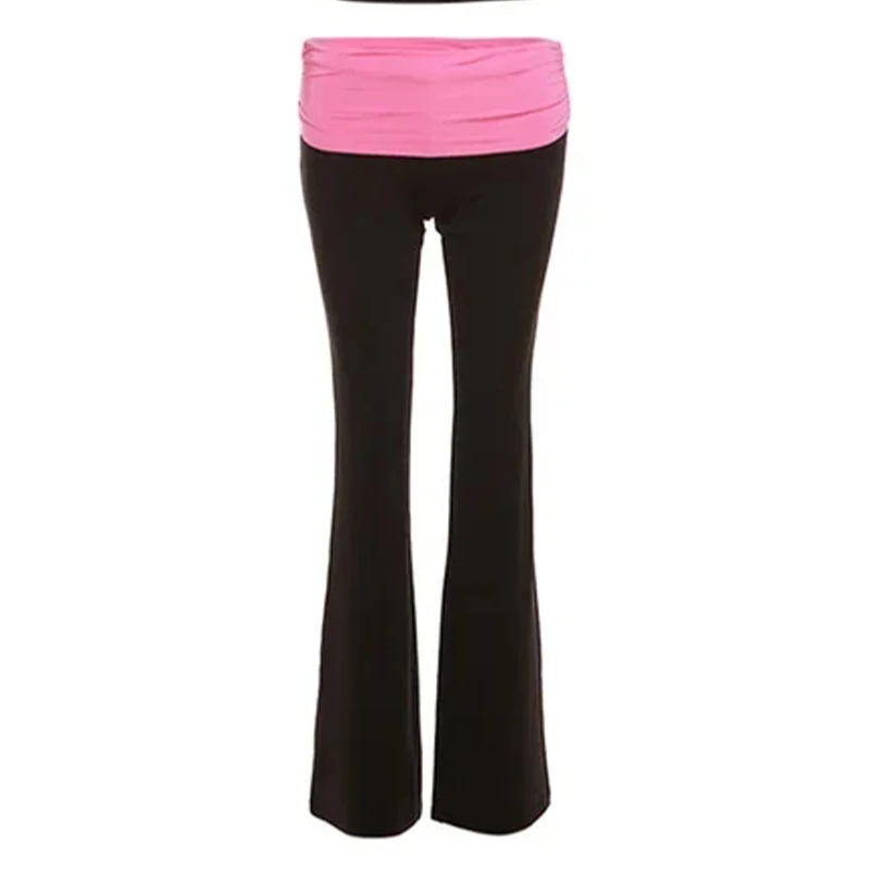 Fashion Y2K Casual Bottoms Aesthetic Yoga Slim Fit Flare Pants Punk Emo Girls Pink Cute Harajuku Gothic Streetwear Women's Pants