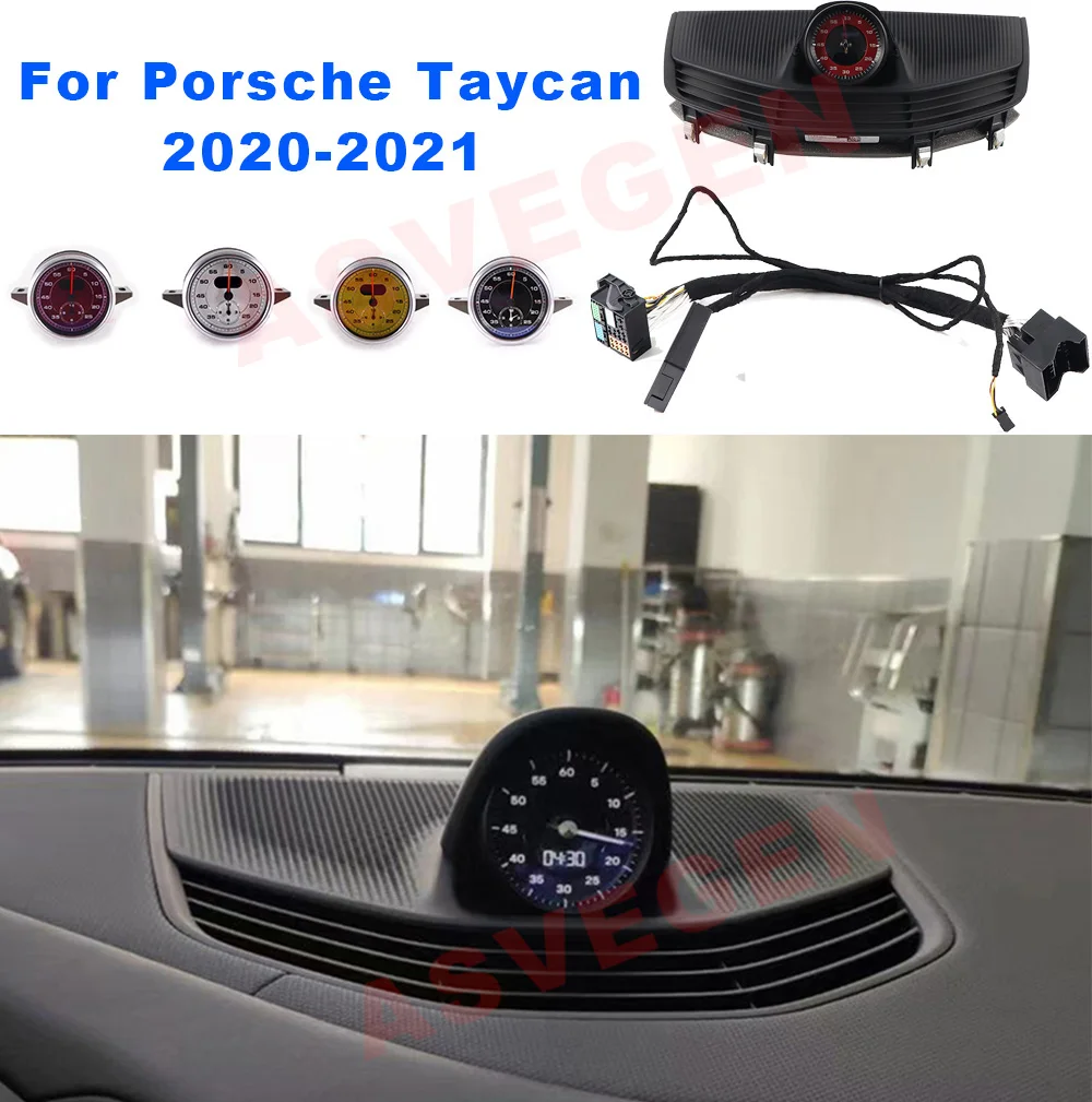Car Stopwatch For Porsche 911 Taycan 2020-2021 Dashboard Center Clock Compass Time Electronic Meter Sync Digital Sport Chrono