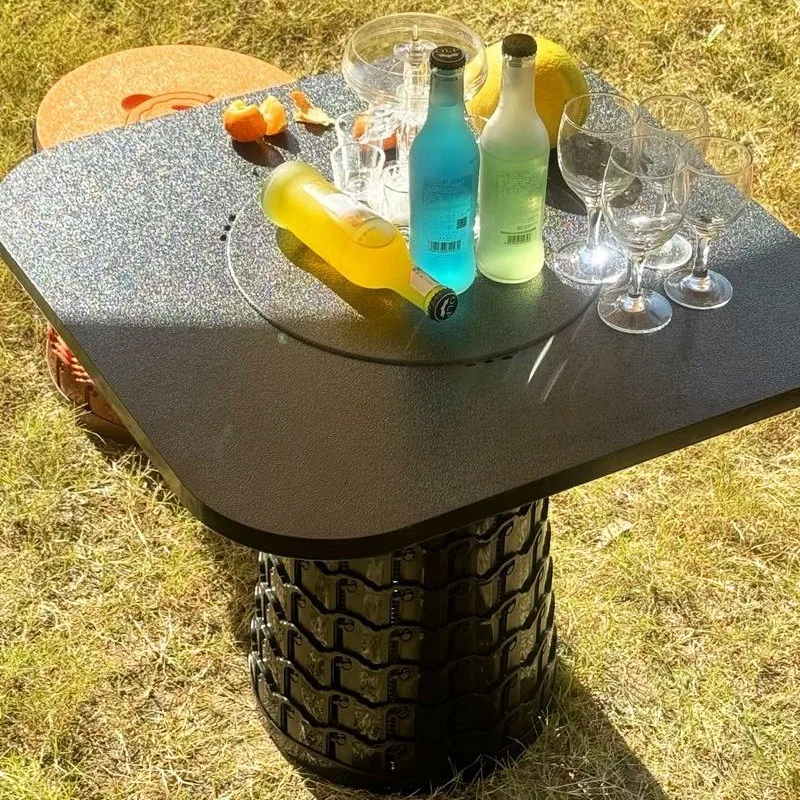 Outer folding table and chair set Portable plastic folding storage table Leisure indoor outdoor camping stool