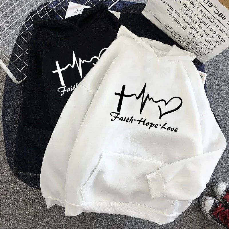 New Autumn Spring Sweatshirt Women Cartoon Heartbeat Printing Hoodie Long-sleeved Loose Vintage Sweater