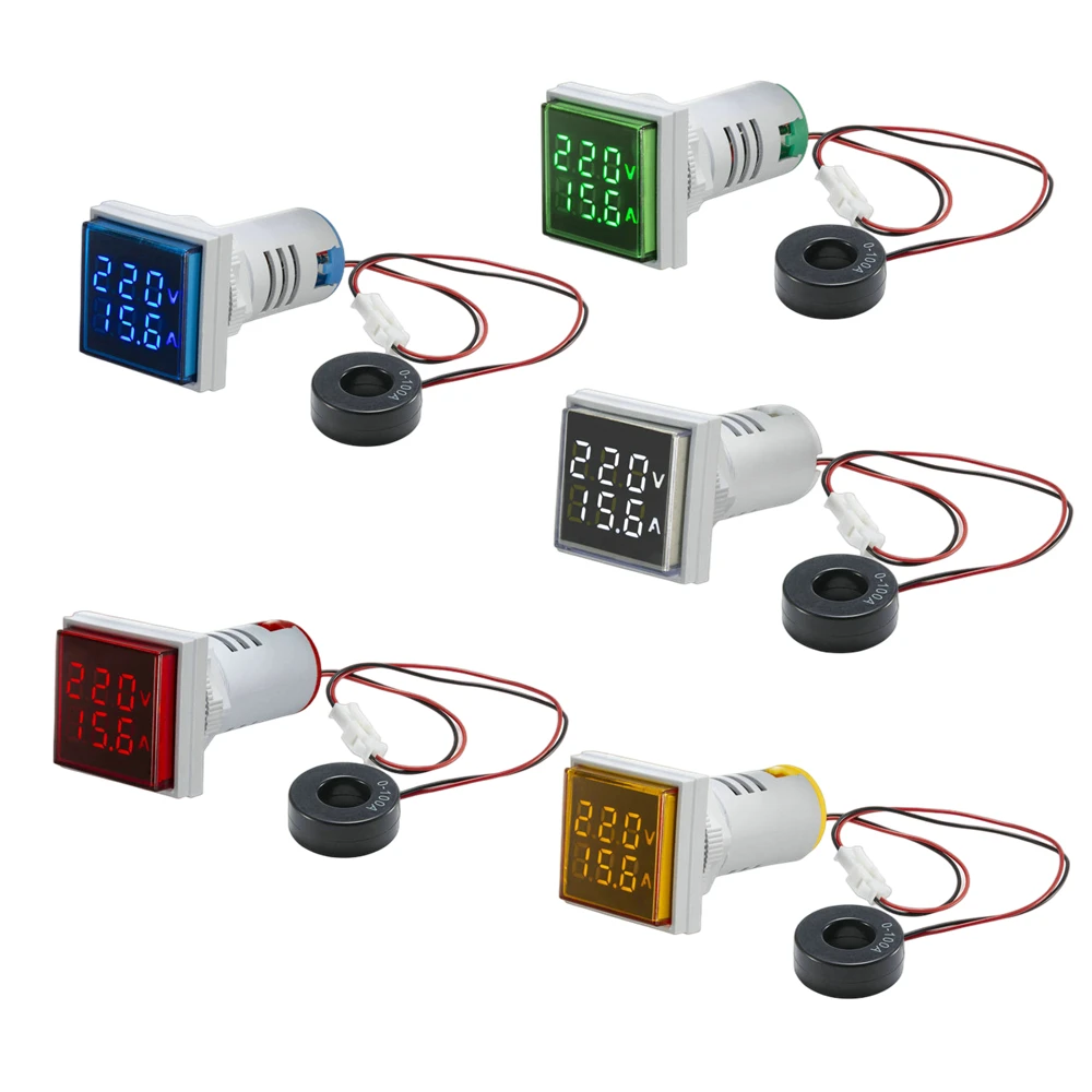 AC 50-500V 0-100A Square LED Digital Voltmeter Ammeter 110V 220V Voltage Current Meter Voltammeter Car Volt Amp Tester Detector