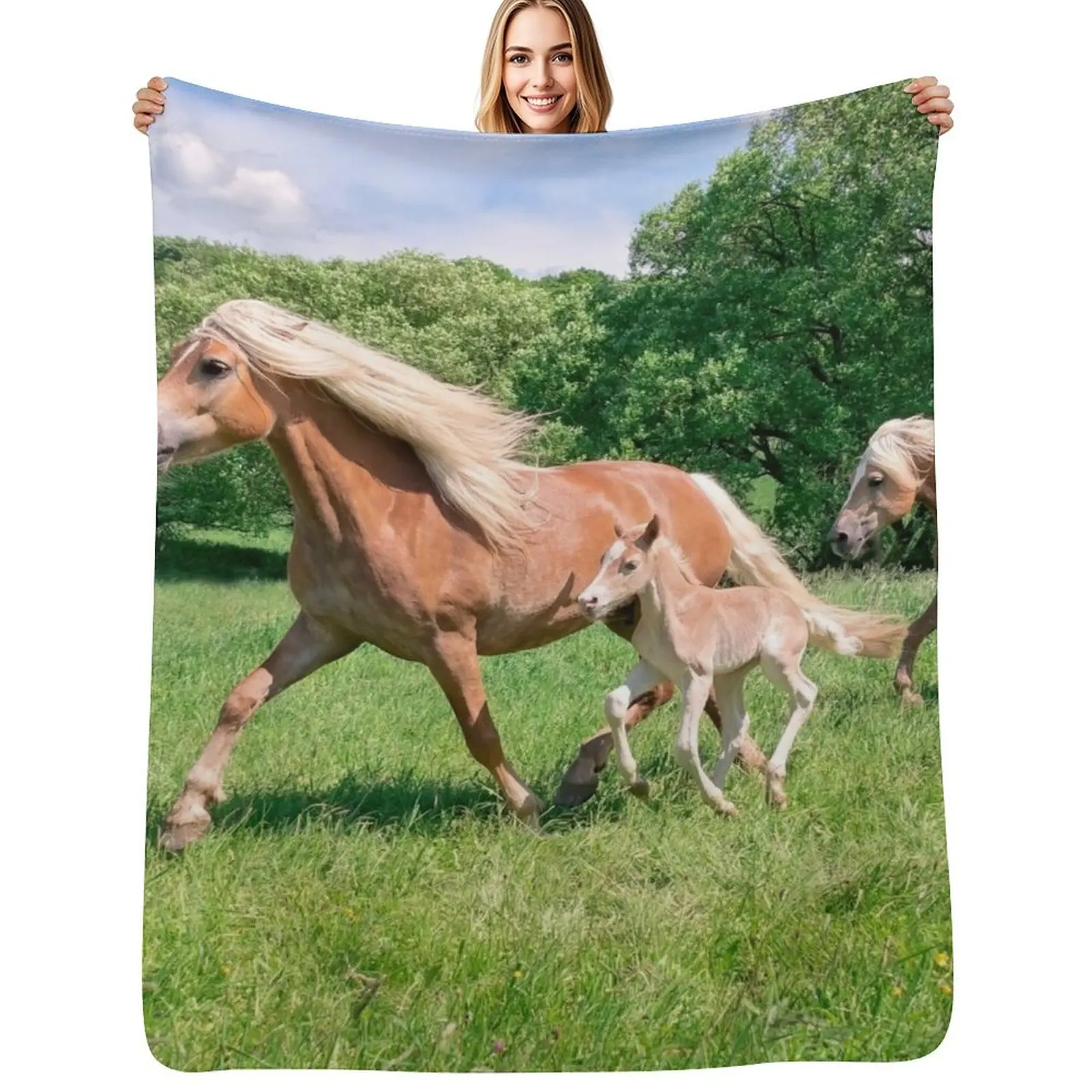Haflinger horses run together Throw Blanket Versatile Cozy Throw Blanket for All Occasions