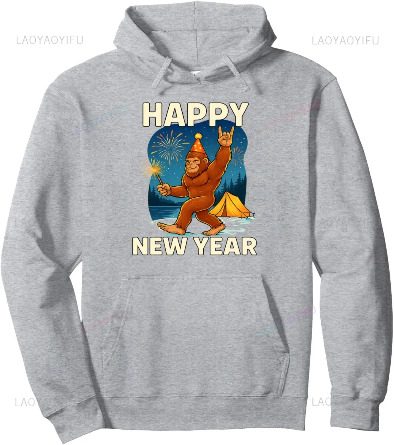Retro Happy New Year 2026 Bigfoot Lovers New Years Eve Party Pullover Hoodie Customizable Sweatshirt Harajuku Funny Tops