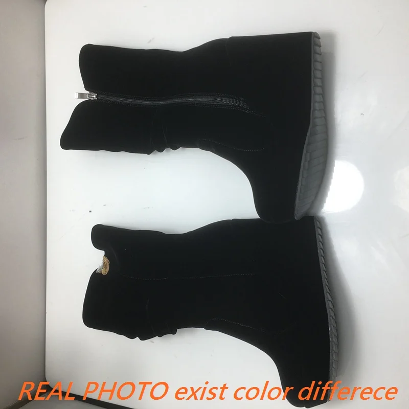 REAVE CAT Fashion Women Mid Calf Boots Round Toe Wedges 11cm Platform 3cm Decoration 42 43 Sexy Female Bota