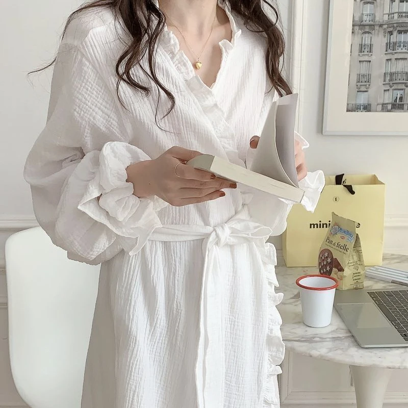 Nightgowns Bathrobes Women's Clothing Homewear Spring Autumn Thin Korea Simple Comfortable Casual Breathable Stylish Loose Fit