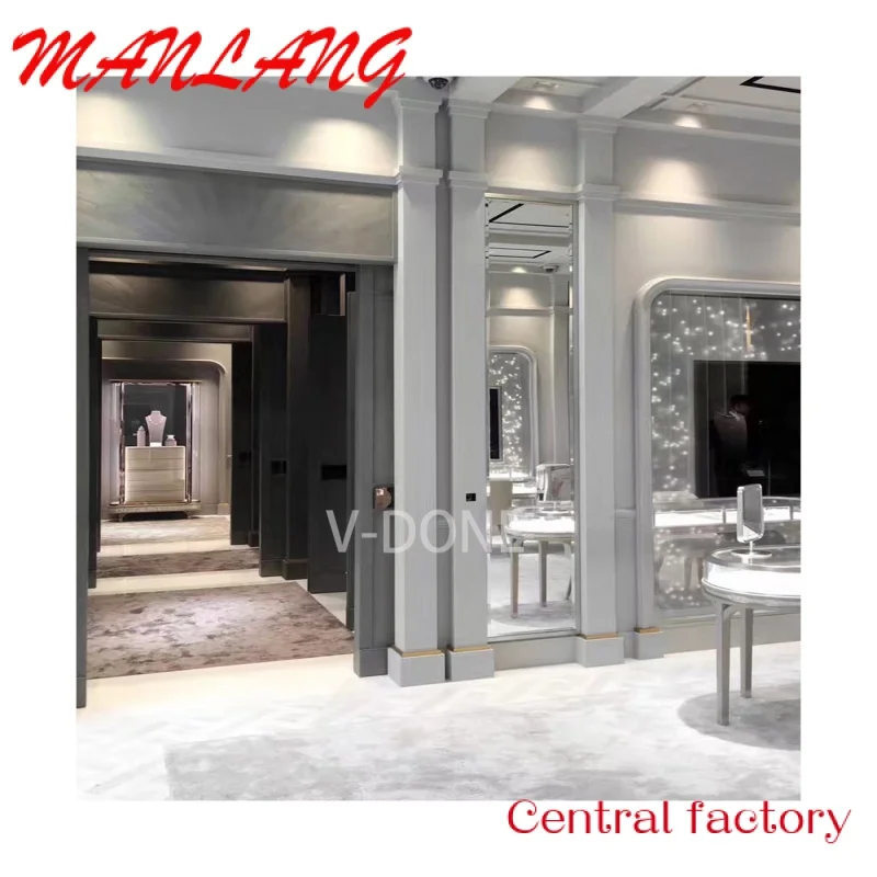 CustomHigh End Luxury Gold Jewelry Store Display Showcase And Counter  Jewellery Shop Interior Design With Lights Jewelry Cabine