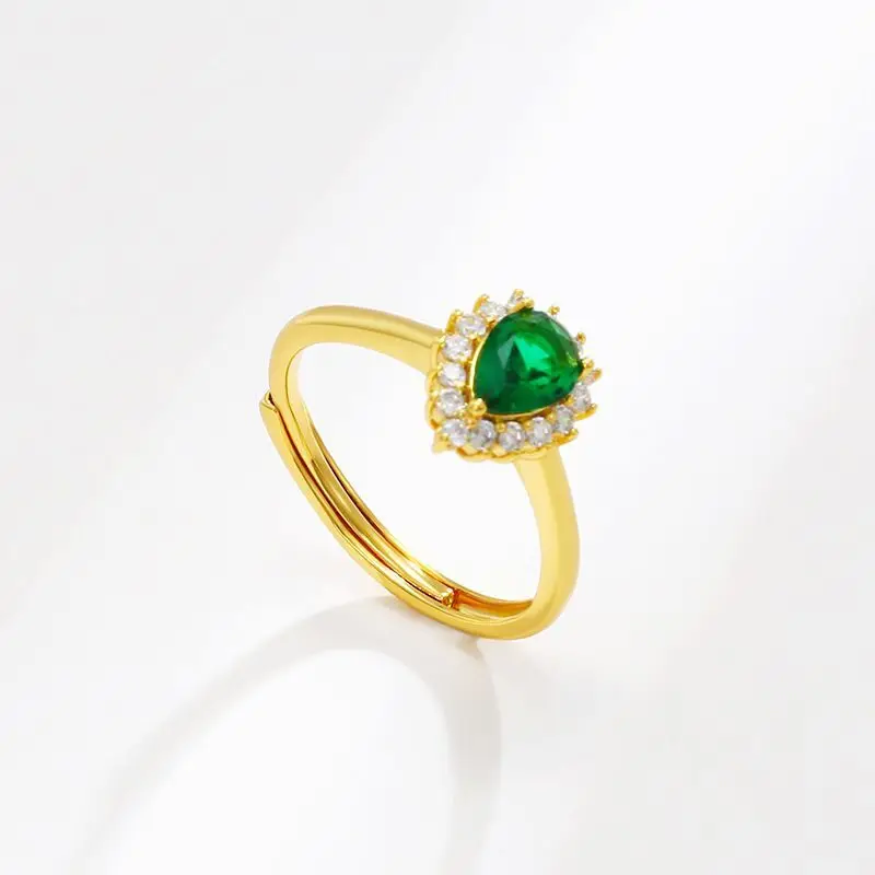 سعر الجملة-متعدد الكمثرى على شكل الزركون خواتم الخطبة للنساء الذهب الخالص مطلي مجوهرات مقلدة لا النيكل