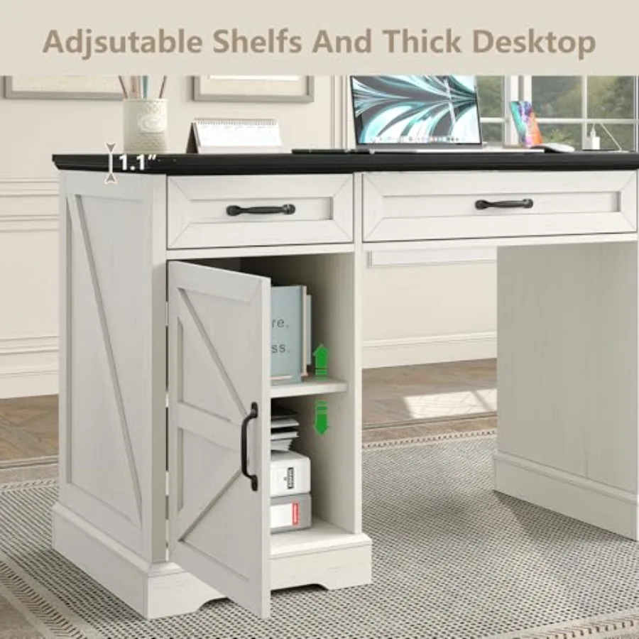 57 مكتب تنفيذي مكتب كمبيوتر المزرعة مع أدراج وخزانة ملفات مع محطة شحن مكتب مكتب منزلي خشبي ومساحة عمل