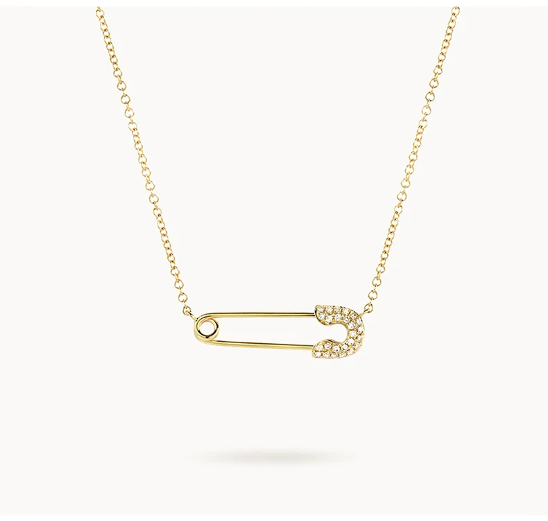 Halskette mit Sicherheitsnadel-Anhänger aus 925er Sterlingsilber für Damen – Schicker, stilvoller Zirkonia-Schmuck für Mädchen und Frauen – Detail 4