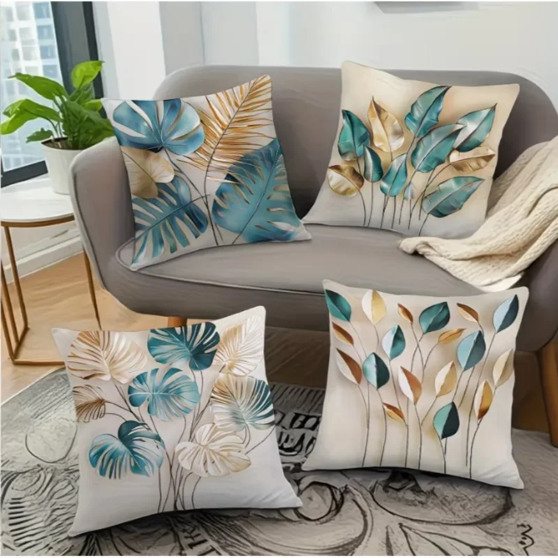Cross-border hot-selling tropical plant leaf printing pillow cover home living room sofa pillow pillow car cushion cover