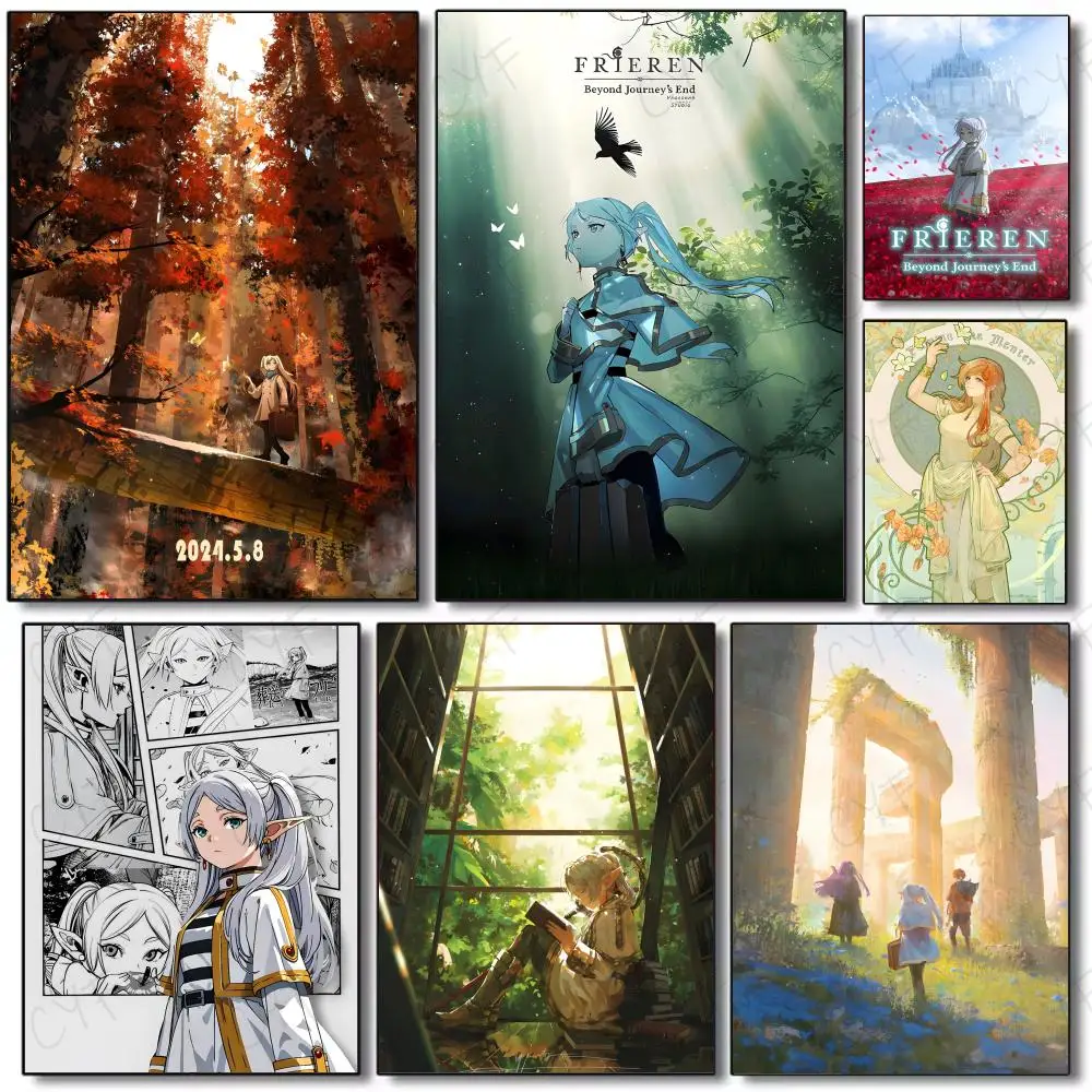 Póster de Anime F-Frieren Beyond Journeys End-MT, pintura autoadhesiva con impresiones, regalo de decoración para el hogar, dormitorio y sala de estar