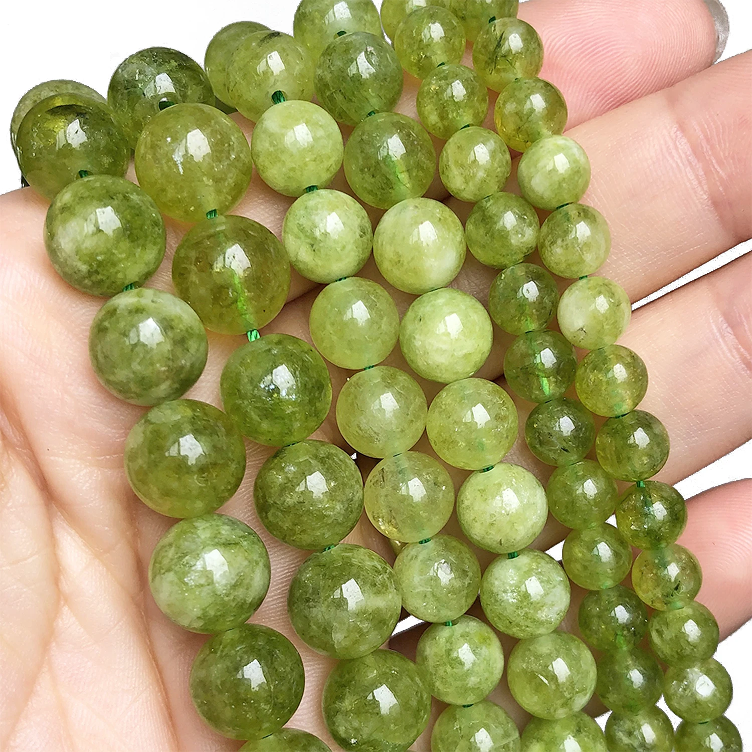 6-10mm Peridot Olivine Green Crystal Beads Diy Round Loose Spacer Beads for Jewelry Making DIY Bracelet Necklace  Accessories