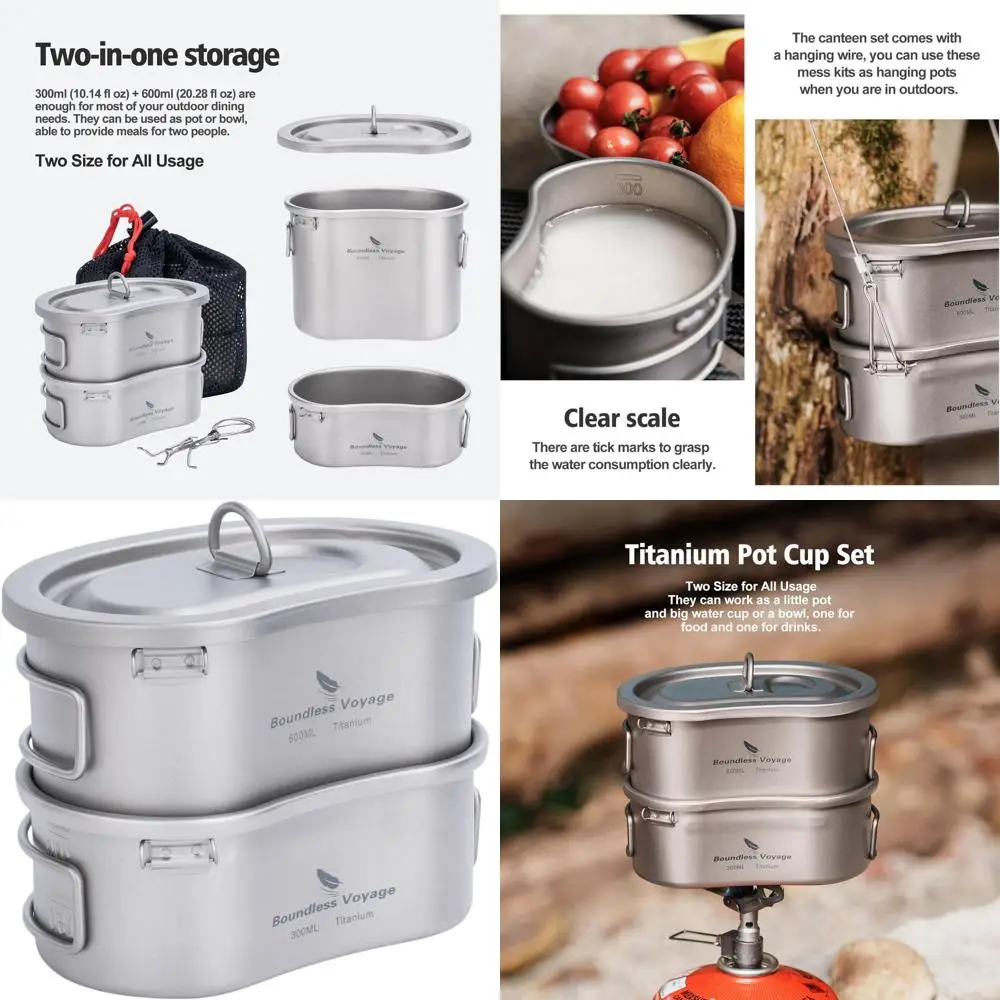 

Ultralight Titanium Portable Canteen with Lid and Folding Handle for Outdoor Adventures