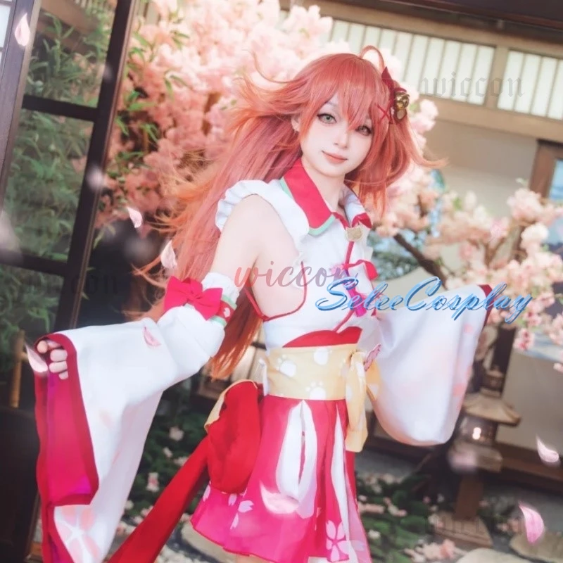 Costume de Cosplay Sakura ata ko avec Perruque VTuber Hololive, Accessoires de ixd'Halloween et de Noël