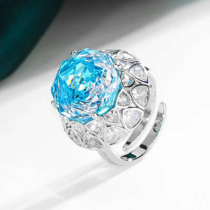 

Новое ювелирное изделие с медной основой, позолоченное, винтажное кольцо с аквамарином розовой огранки, основной камень 14 мм, оптом.