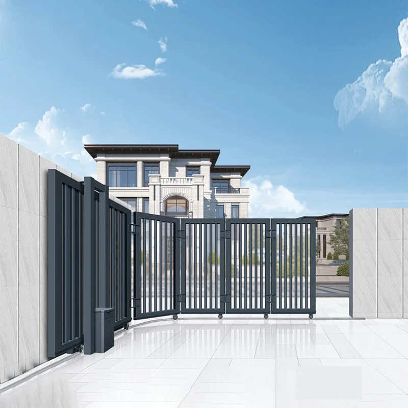 Customization Automatic Sliding Door Aluminum Alloy Wrought-Iron Gate for Garden Entrance Courtyard Villa Park Simple Design