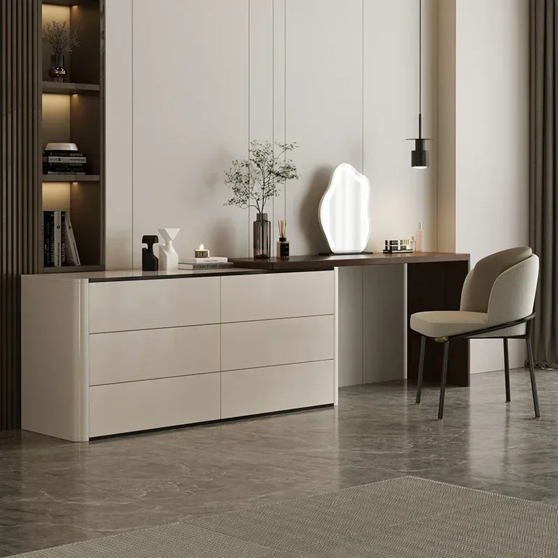 الزجاج الأعلى الغرور ماكياج كرسي صالون الأظافر مجموعة طاولة أثاث الفتيات الحديثة غرفة المعيشة غرفة نوم خمر الروطان Toaletka   خزانة