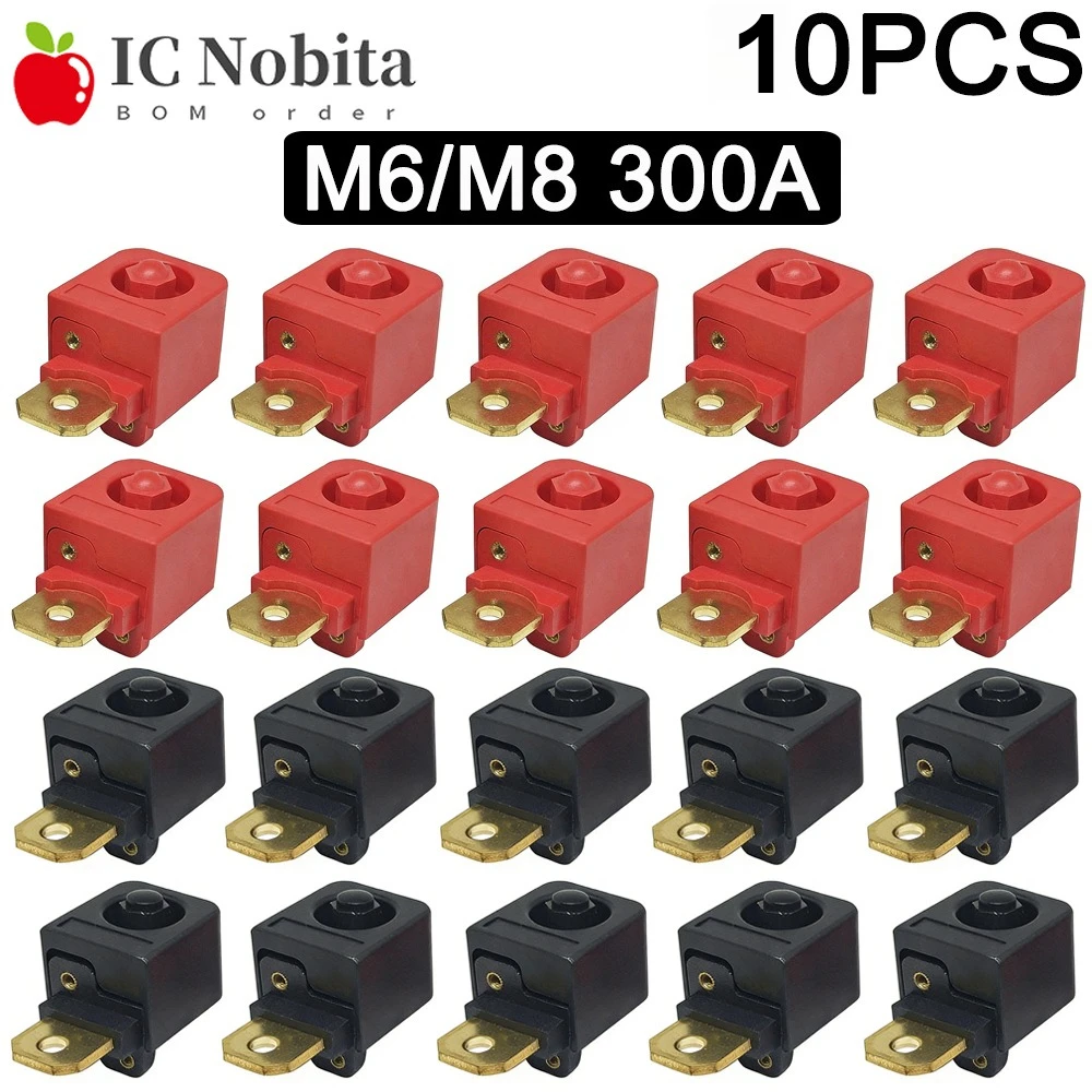10PCS 300A High Current Pure Copper Gold Plated Binding Post M6 M8 Square Terminal Block with Banana Socket for Inverter