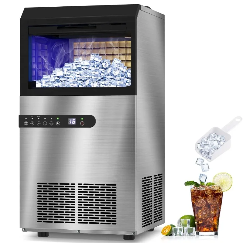 

LifePlus Commercial Ice Maker Machine 100Lbs/24H, Stainless Steel Under Counter ice Machine with Large Storage Bin