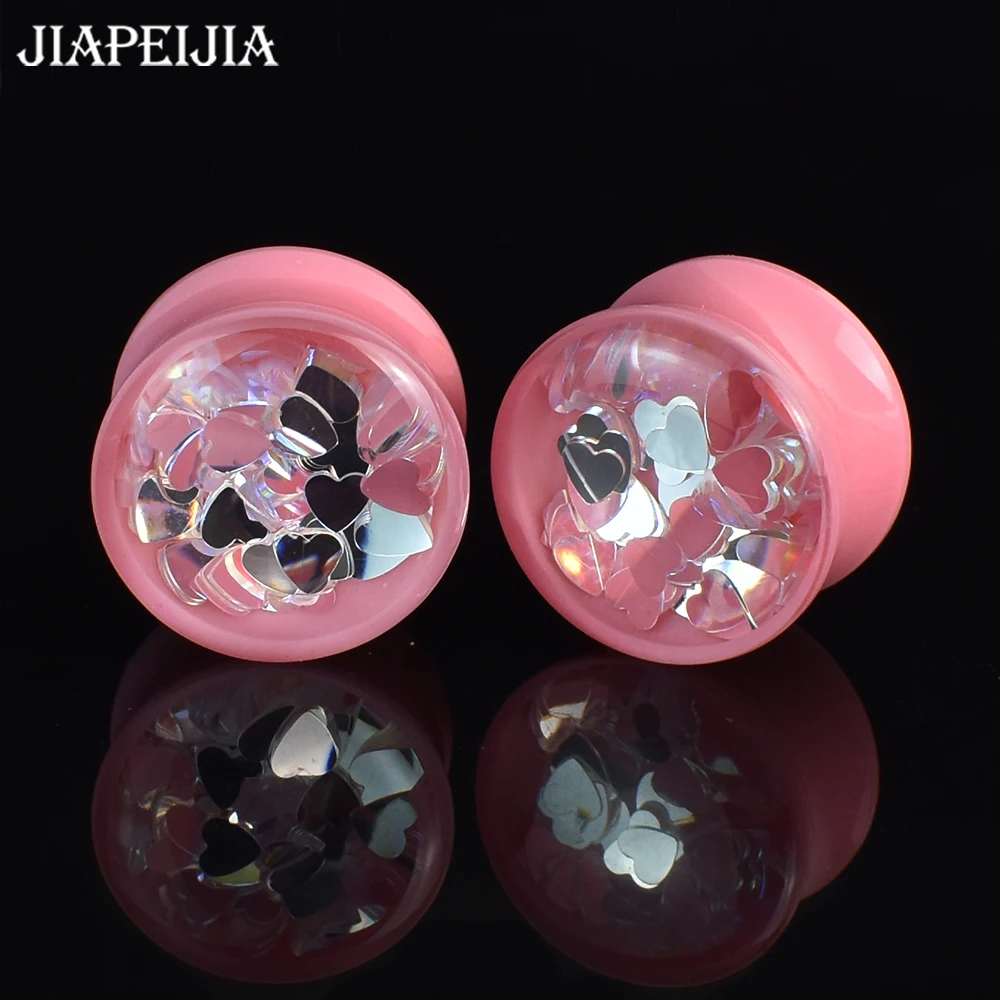 2pcs 8-50mm Pink Ear Gauges Tunnels Double Flared Plug Body Piercing Jewelry for Women Men