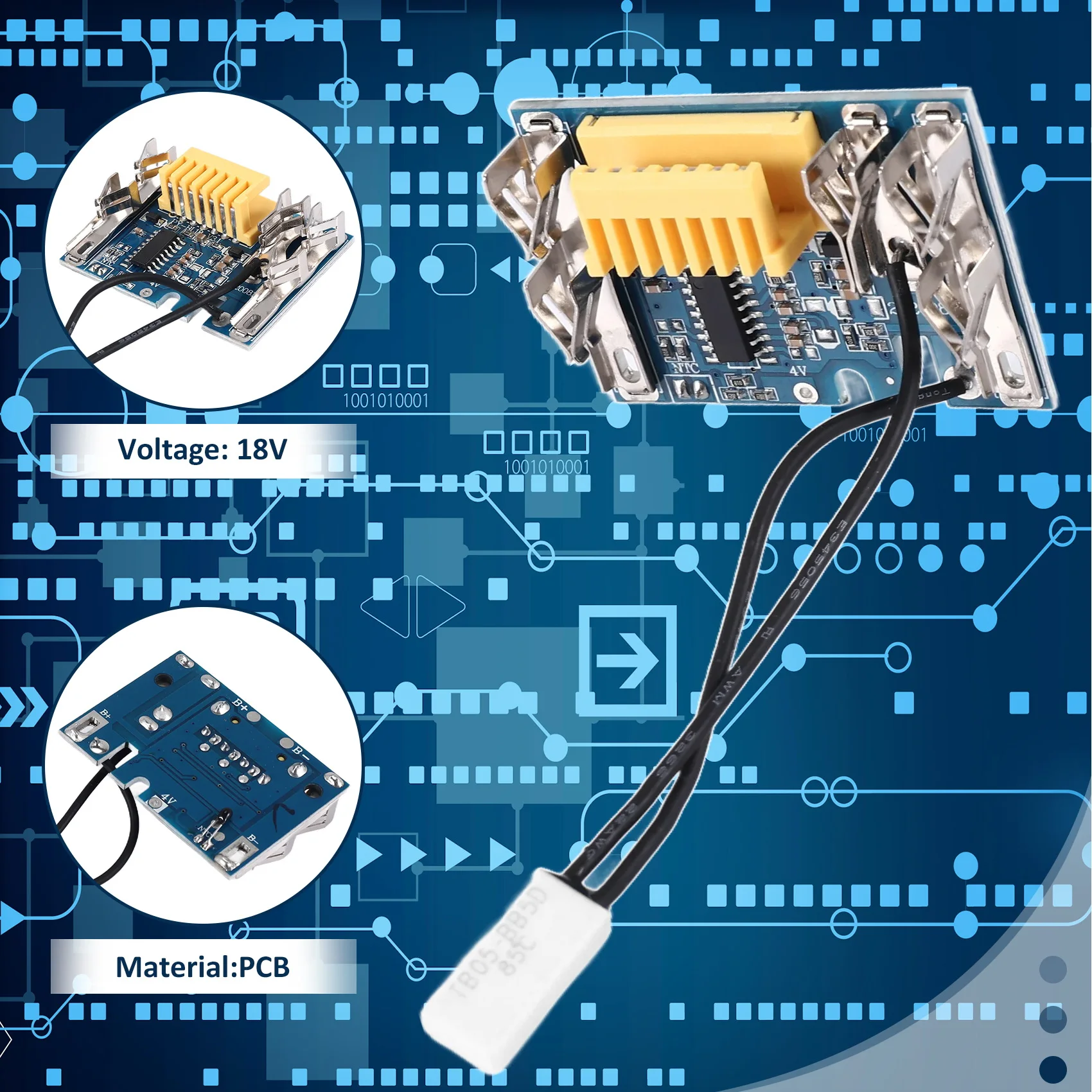 A23T 18V Battery Protection Board PCB BMS for BL1830 BL1840 BL1850, Charging Protection Board Replacement