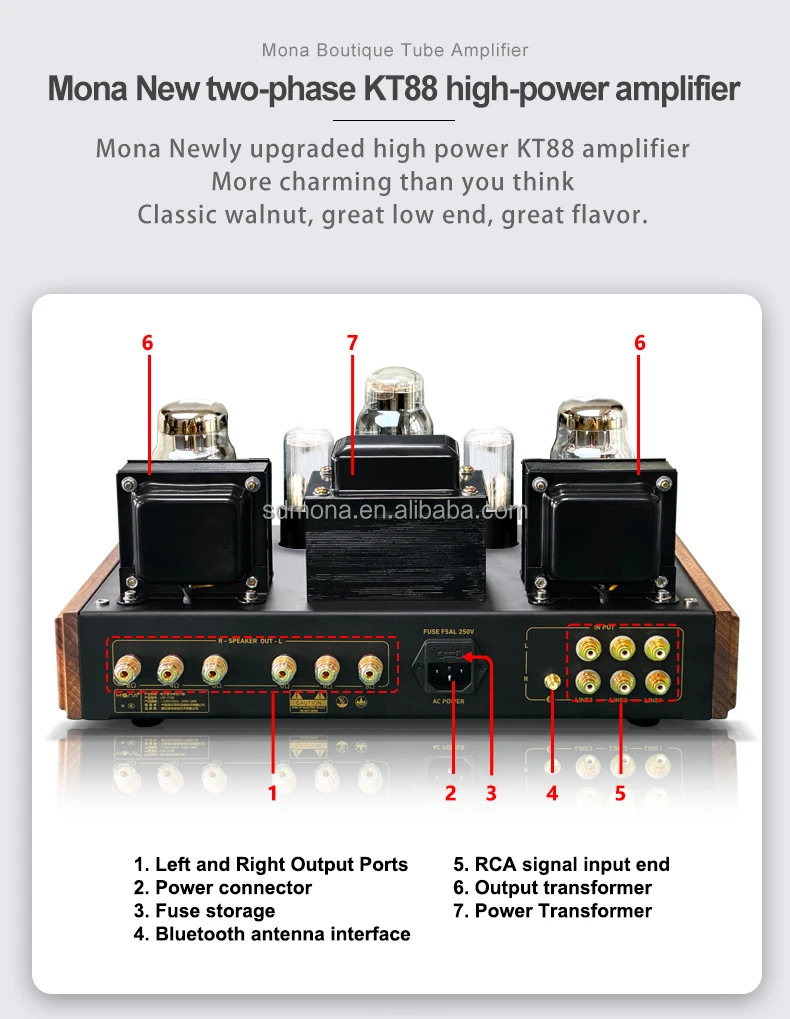 Mona OEM Factory Custom  2.0 PSVNAE KT88*2 Black Vacuum Electron Tube Vintage Audio Amplifier for Home Use