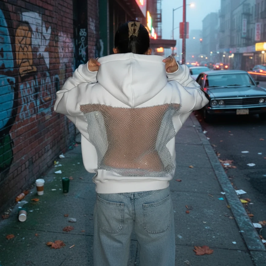 بلوفر مثير بفتحات واسعة للنساء سترة بقلنسوة فضفاضة مقسمة على طراز Y2k سترة للحفلات غير رسمية موضة جديدة 2026