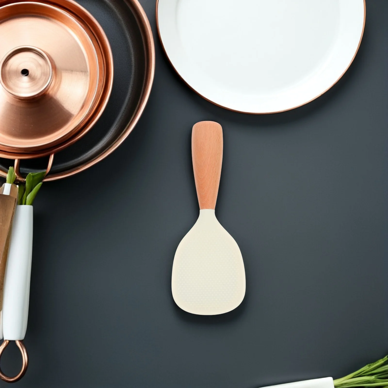 

2Pcs Silicone Rice Serving Spoon Nonstick Heatresistant Selfstanding Scoop for Cooking Meals Silicone Rice Spoon