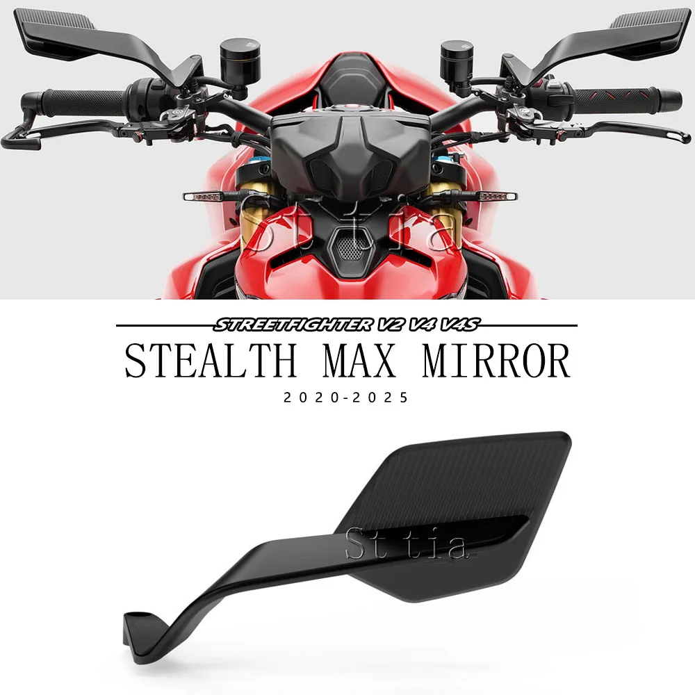 مرايا الرؤية الخلفية الجديدة تناسب Ducati Streetfighter V2 Streetfighter V4 2020-2025 مرايا جانبية للرؤية الخلفية بجناح الرياح للدراجات النارية #1