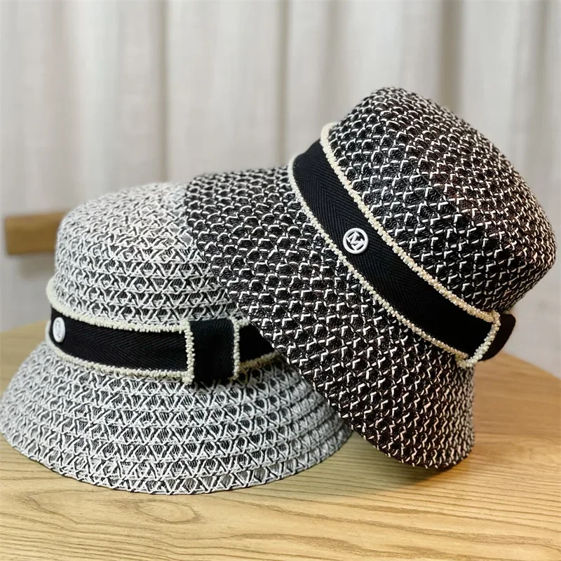 

New Temperament Letters Bucket Hat Travelling Holiday Fisherman Hat Compilation Mesh Breathable Sun Cap Sunscreen Sunshade Cap