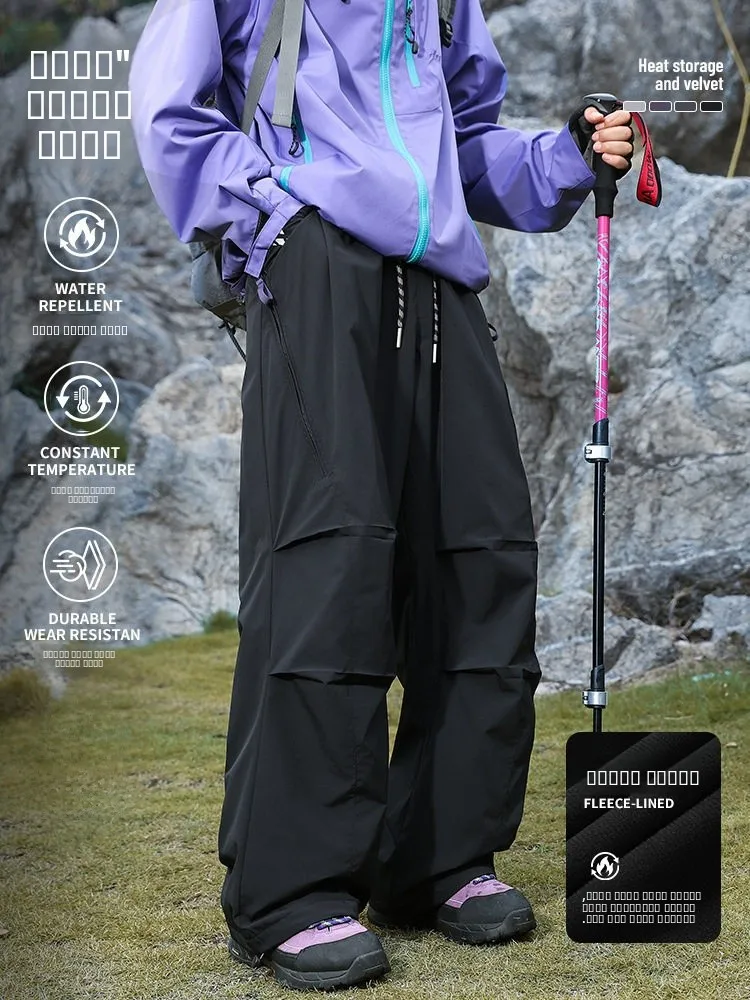 

Thiened Fce Winter Outdoor Workwear Trousers Men's Casual Straight Leg Pants Windproof Waterproof for Hiking And Climbing