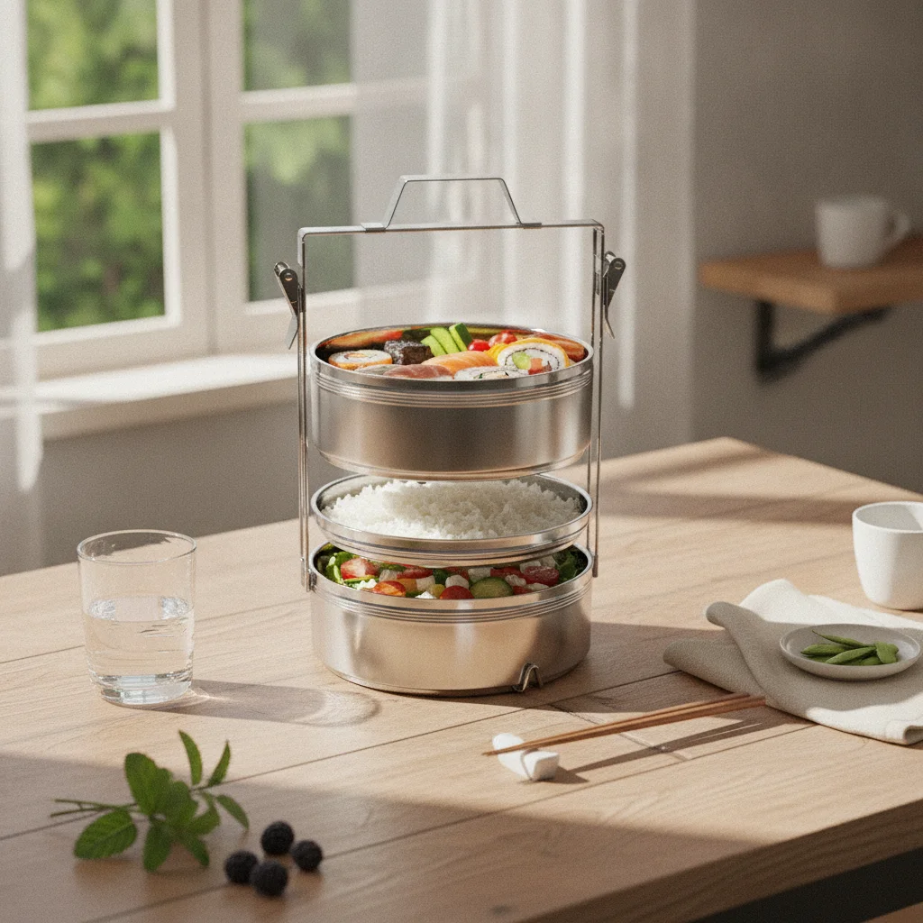 Stainless Steel Belly Tiffin Stacked Insulated Food Carrier Insulated Lunch Carrier Portable Container Long-Lasting