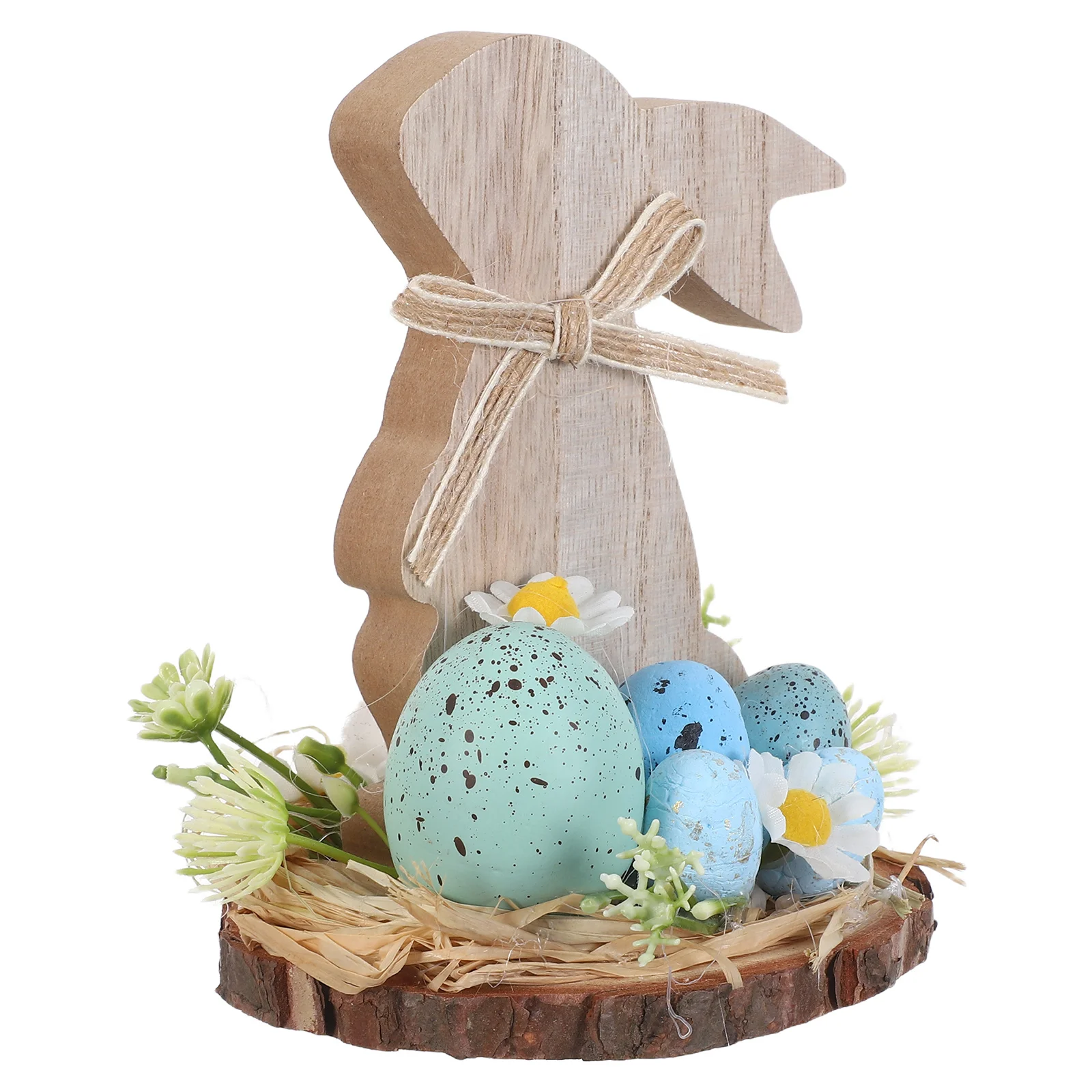 

Easter Wooden Bunny Rustic Farmhouse Rabbit Eggs Flowers Table Decoration Vintage Wood Bunny Centerpiece Spring Home Decor