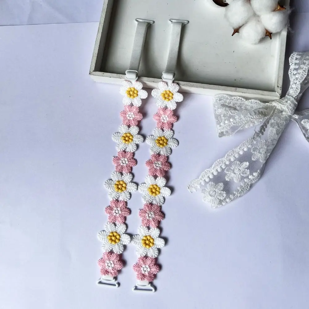 1 Pair Removable Floral Bra Straps Elastic Anti-slip Lingerie Strap Belt Adjustable Polyester Bra Straps Replacement for Dress