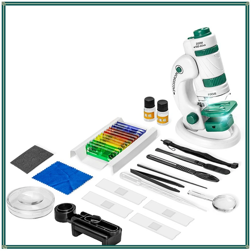 SR-Kids – Kit de Microscope scientifique 60-180X, Mini Microscope éducatif de poche pour téléphone intelligent avec lumière LED