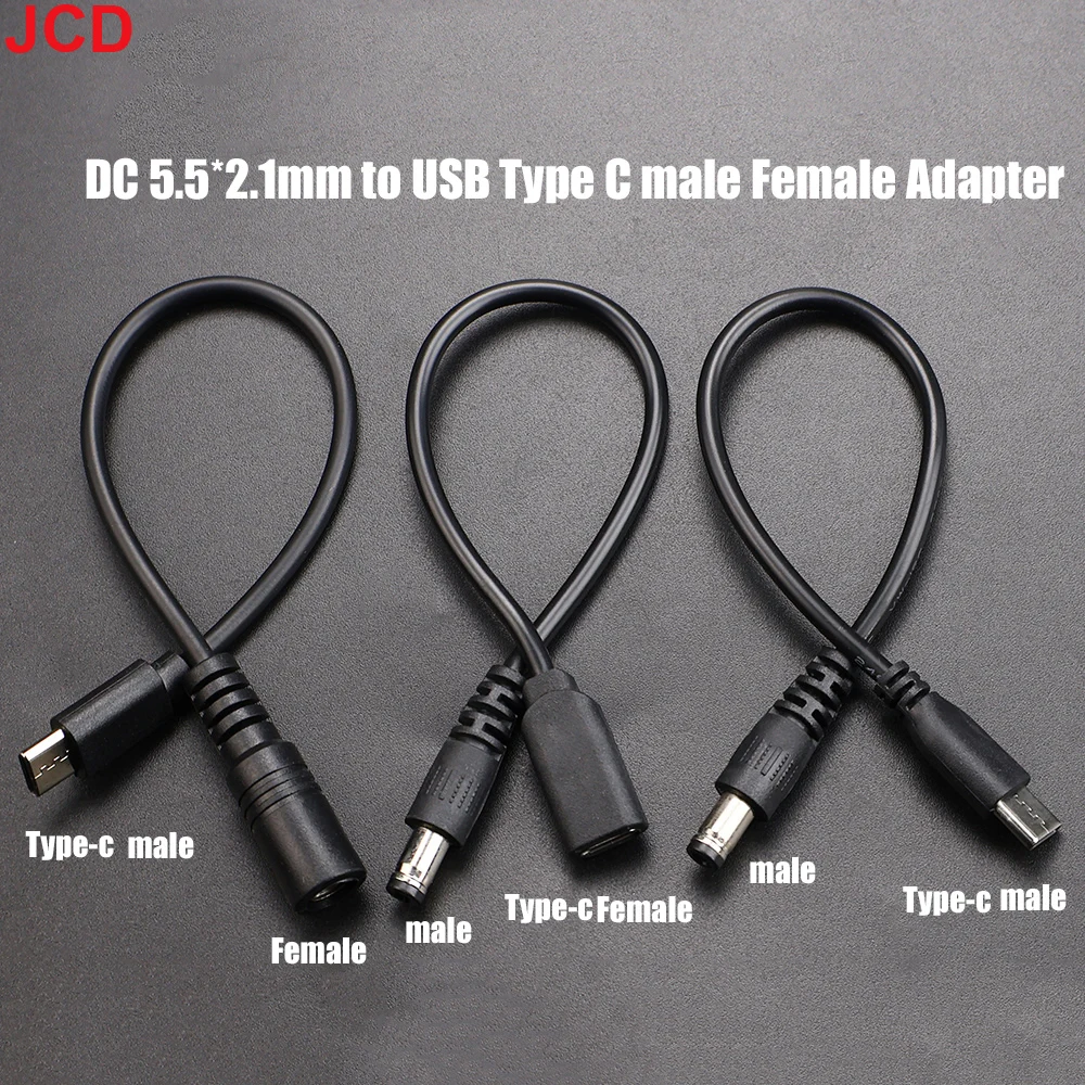 JCD DC Type-c Male Female To 5.5*2.1 Female Cables 5521 Power Jack DC Power Conector 5.5x2.1 Adapter USB Type C Converter