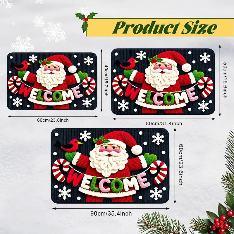 2D Flat Santa Claus Welcome Mat Non-Slip Foot Mat Carpet 2026 New Year Merry Christmas Door Mat Outdoor Indoor Home Decor