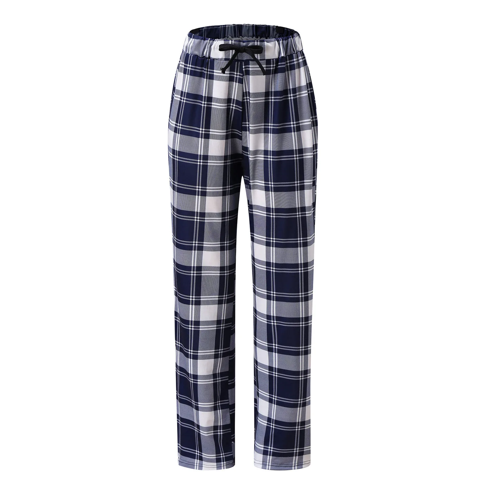 Plaid Pajama Pants Mens Autumn Winter Thermal Sleepwear Pants Smooth Nightgown Drawstring Elastic Tracksuit Pants Man Clothing