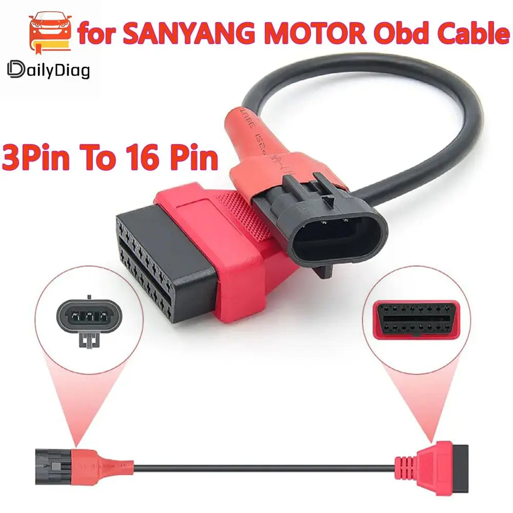 

Удлинительный кабель для мотоцикла OBD2 для SANYANG 3Pin к OBD2 16-контактный диагностический кабель OBD Moto удлинительный кабель разъем