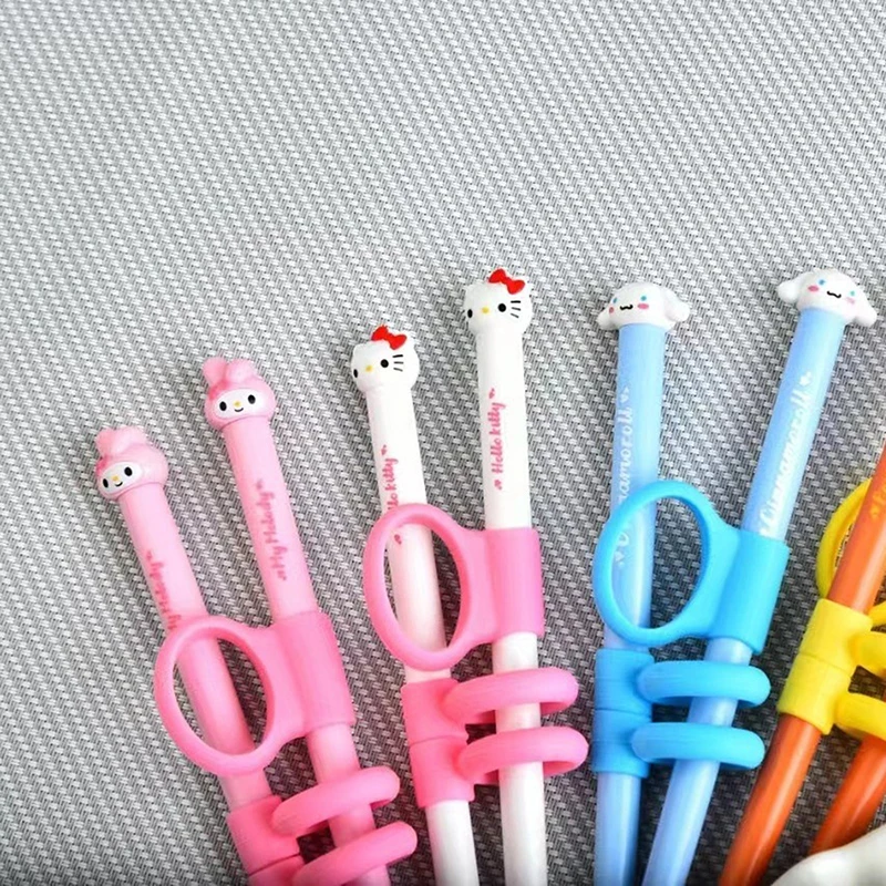 1 Pair Anime Cinnamoroll Kuromi Kids Fast Practice Finger-Cot Chopsticks Students Gift Kawaii Sanrio Hello Kitty Chopsticks