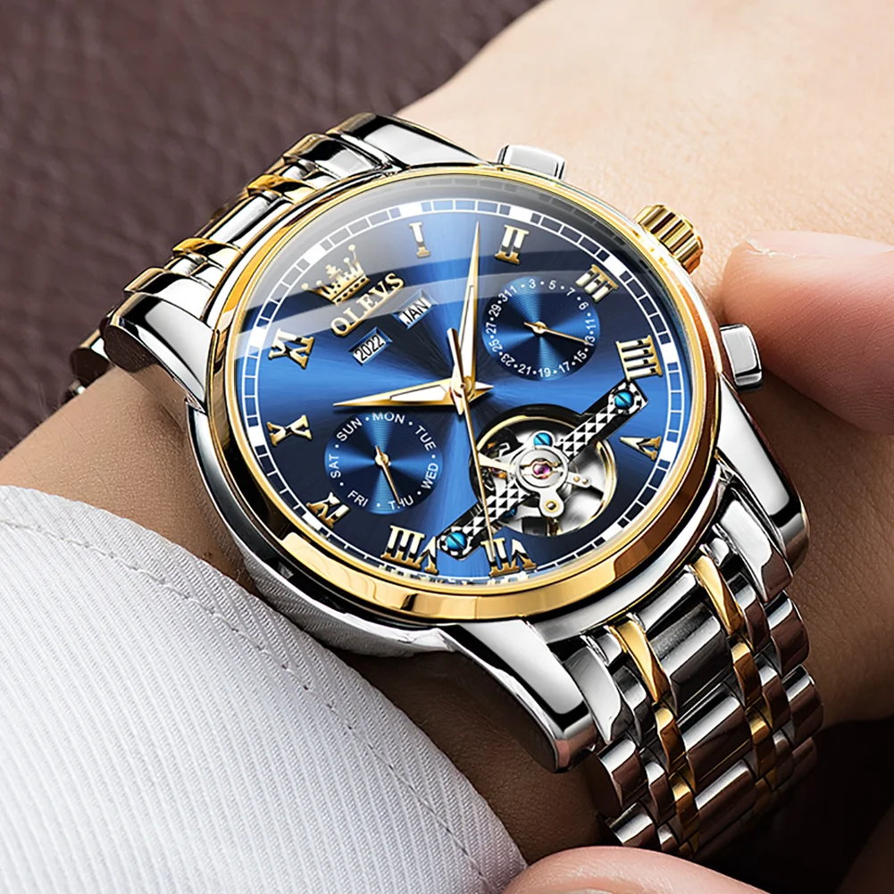 OLEVS Mechanical Watches Automatic Watch Men Stainless Steel Waterproof Luminous Watch for Men Luxury TOP  Brand Wristwatch