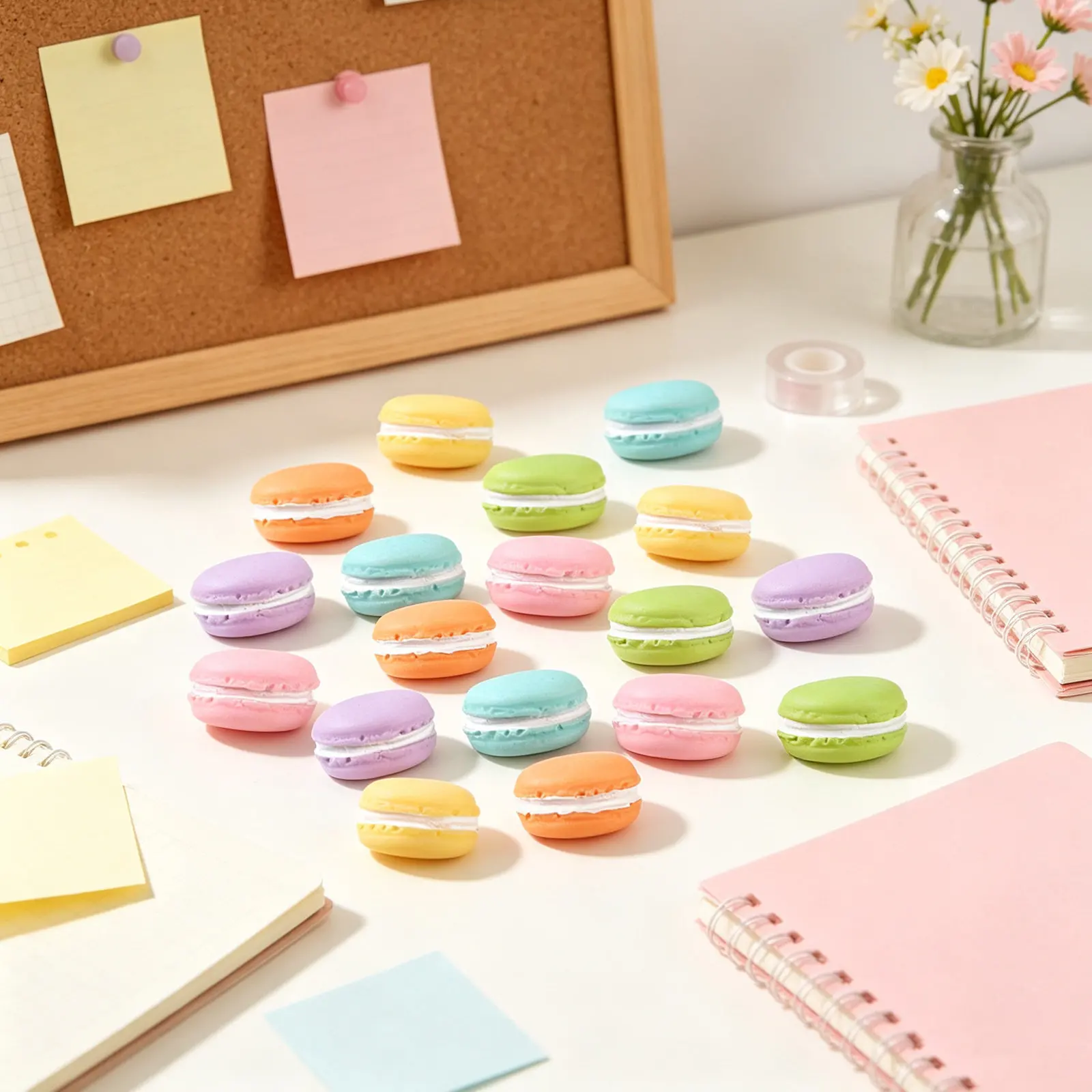 18Pcs Multi-Function Macaron Push Pins Convenient Replaceable Thumbtacks Bright Color Map Cork Board Office Desk Accessories