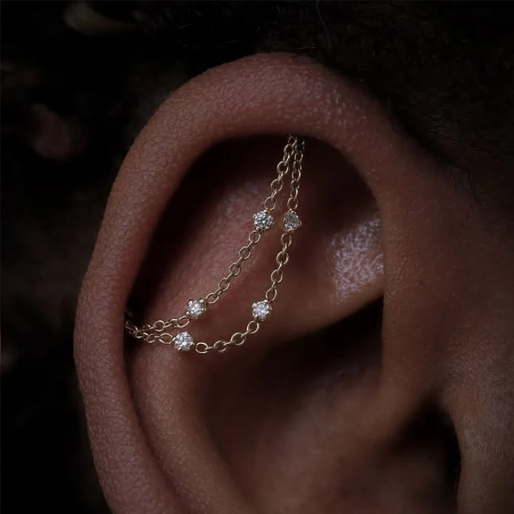 AIDE 925 Sterling Silver 9 Types Zircon CZ Chain Spare Parts Rock Punk Hoop Piercing Hoops Drop Earring Fine Jewelry Gift 1pc view 3