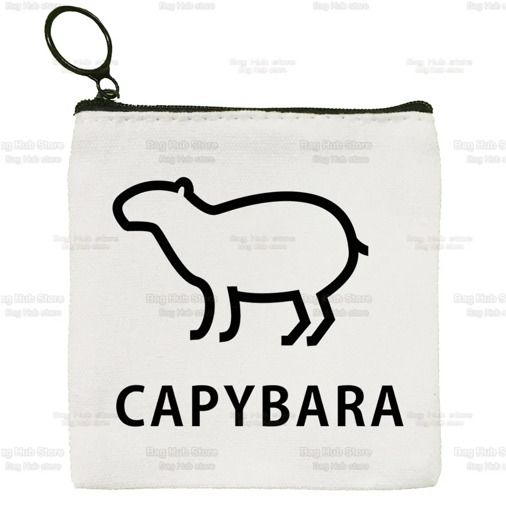 Capibara Schattige Dieren Cartoon Eenvoudige Canvas Portemonnee Schattige Cartoon Sleutel Case Dame Tas Munt Opbergtas