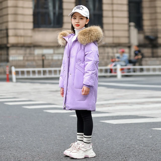 5 16 Year Teen Girls Winter down Jacket Fashion faux Fur Coat Hooded Long clothes Parka Overcoat Thicken Warm Children Clothing AliExpress