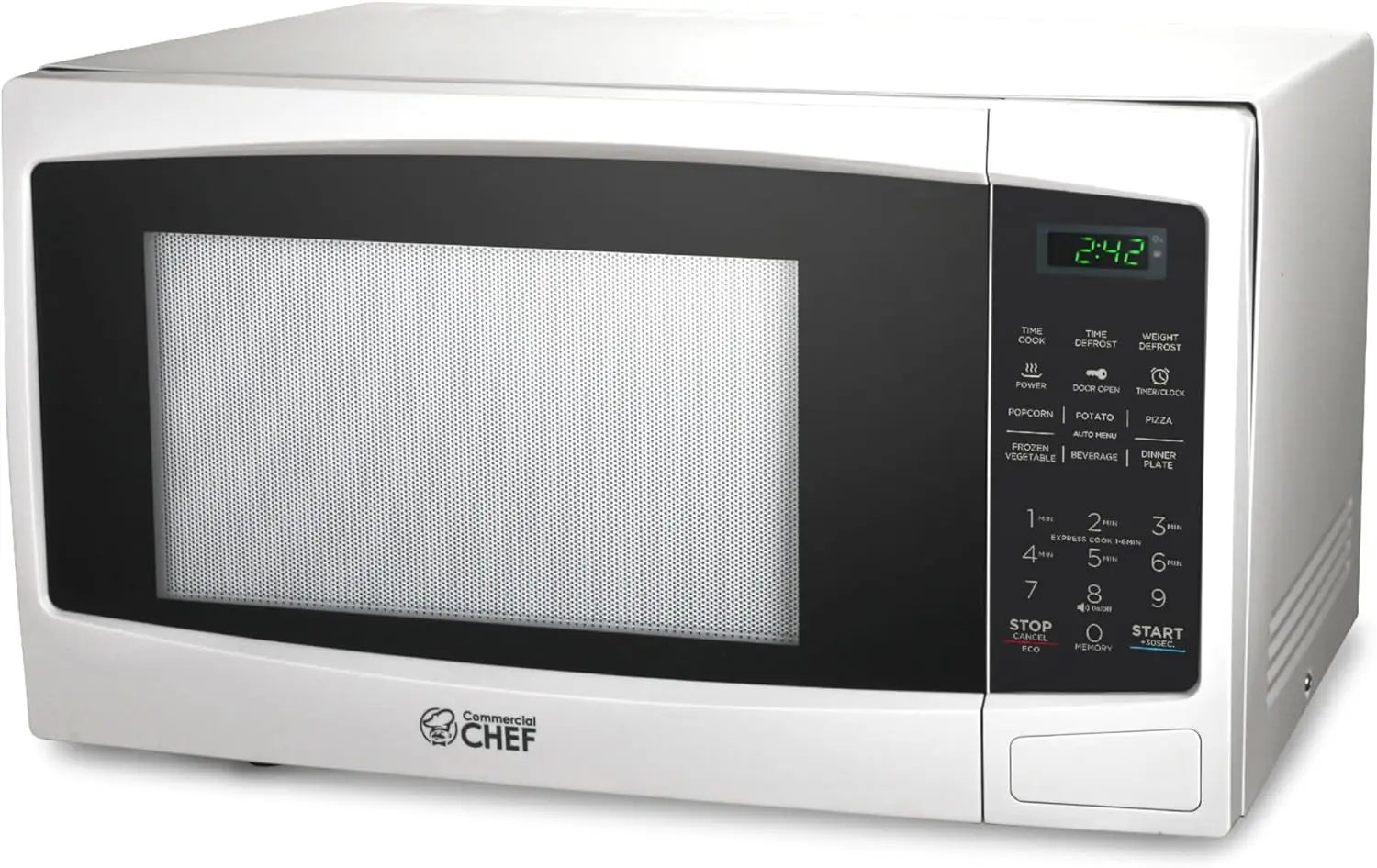 

1.1 Cu Ft Microwave with 10 Power Levels, 1000W, Push Button Door Lock, Digital Controls, Turntable, White