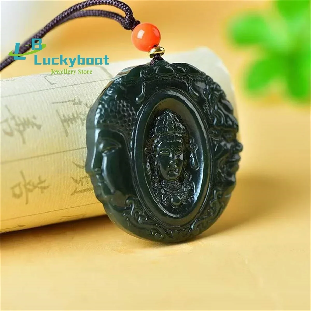 Natural Hotan Jade Buddha Devil Yinian Pendant Simple Personality Exquisite Fashion Versatile for Men and Women