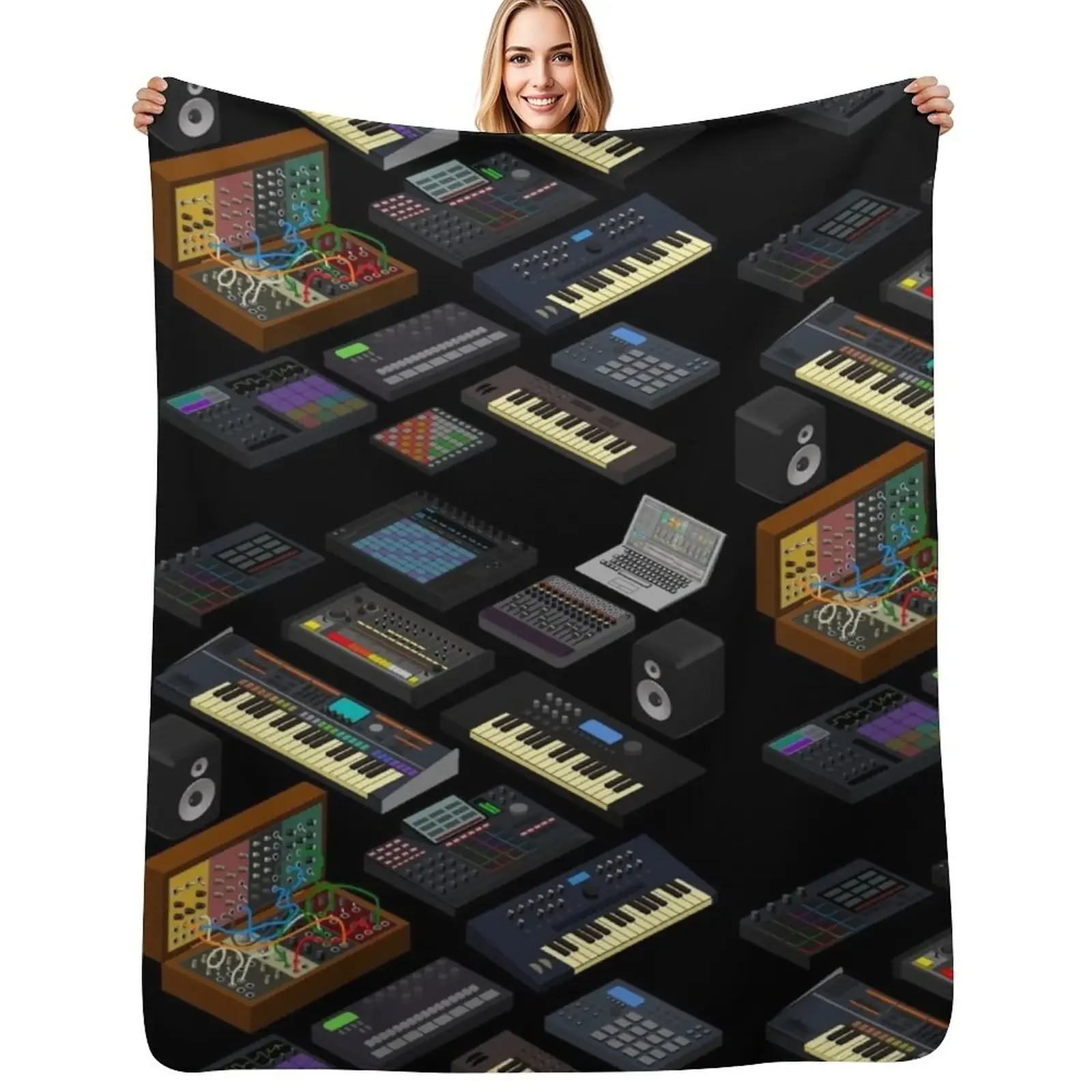 

Synthesizers for Electronic Music Producer Throw Blanket Bed linens cosplay anime Softest Sofa Blanket